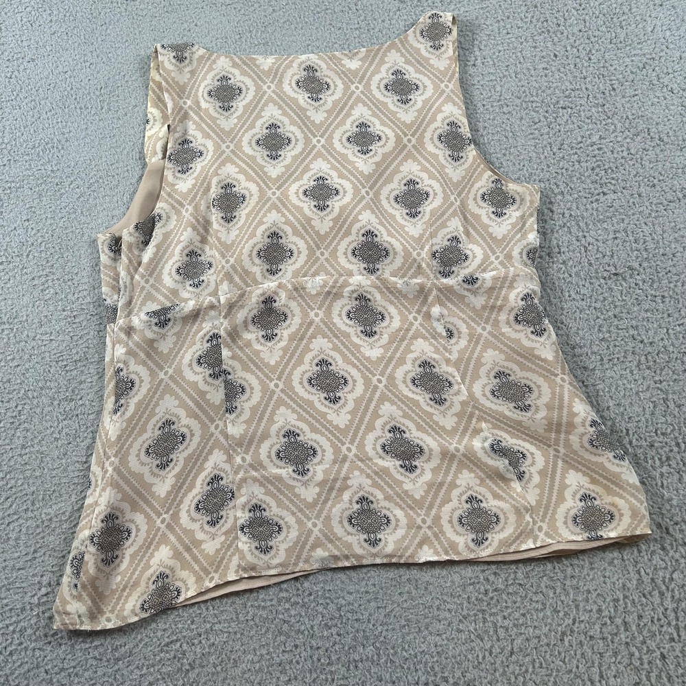 LOFT Blouse Womens 10 Beige Geometric Sleeveless Sweetheart Camisole Lined - Picture 13 of 13